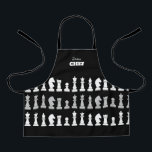 Sous Chef Chess Piece Black White Kids Apron<br><div class="desc">Classic black and white chess kids apron for chess lovers,  featuring chess figures in a geometric pattern. Modern chess pieces design</div>