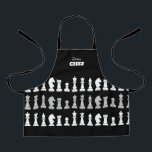 Sous Chef Chess Piece Black White Kids Apron<br><div class="desc">Classic black and white chess kids apron for chess lovers,  featuring chess figures in a geometric pattern. Modern chess pieces design</div>