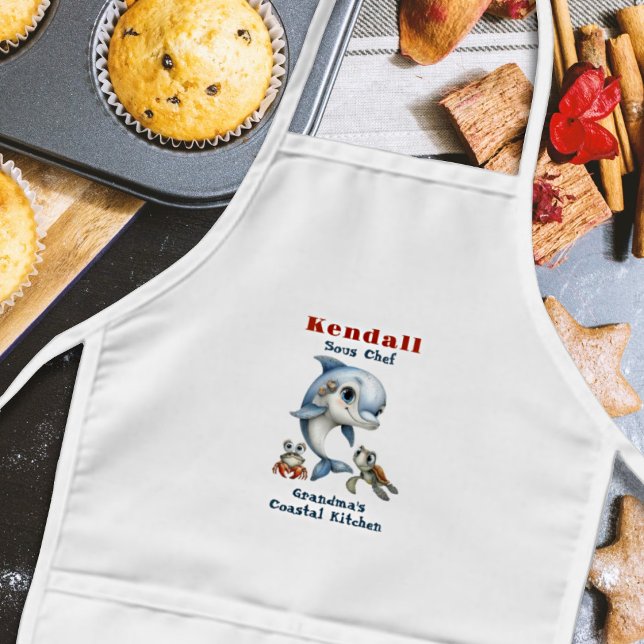 Sous Chef Dolphin Ocean Kitchen Kids Apron (Creator Uploaded)