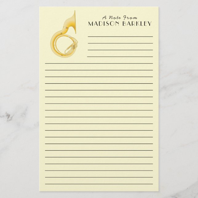 Sousaphone Marching Band Music Teacher Musician Stationery (Front)