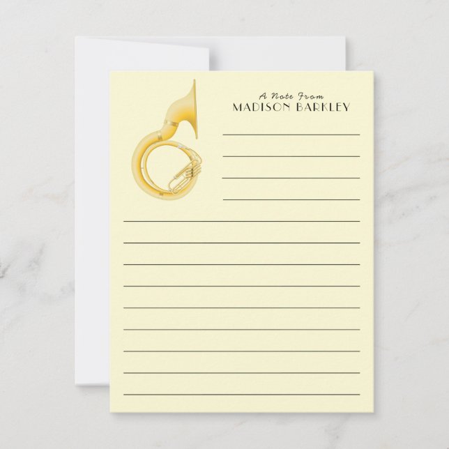 Sousaphone Marching Band Music Teacher Musician Thank You Card (Front)