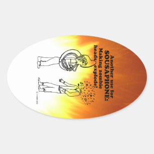 Sousaphone Zombie Explode Oval Sticker