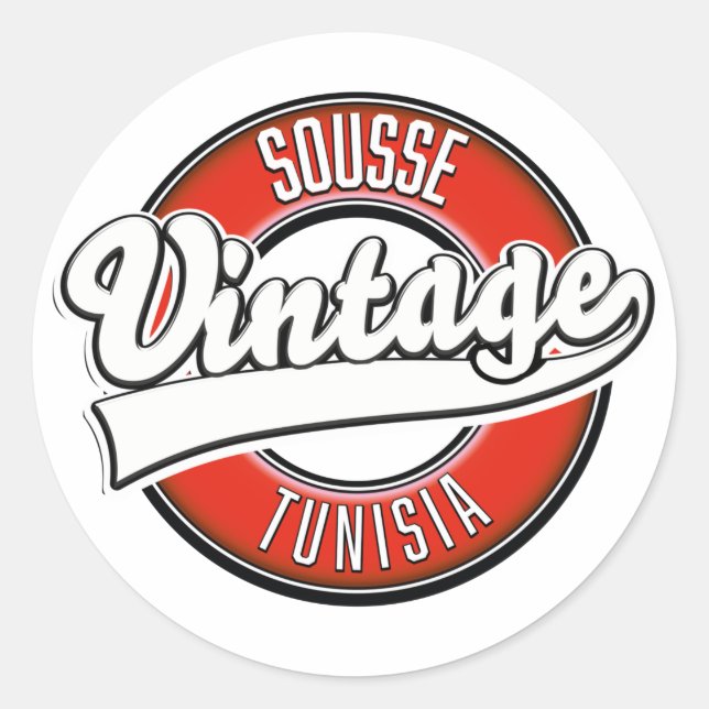 Sousse tunisia vintage style logo classic round sticker (Front)