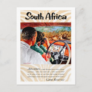 South Africa, adventure from a car, ride, vintage Postcard