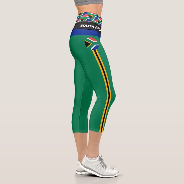 South Africa & African Flag fashion sport /Fitness Capri Leggings (Right)