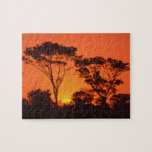 South Africa.  African sunset. Jigsaw Puzzle