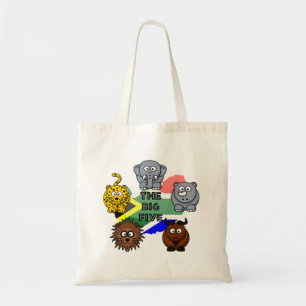 South Africa Big Five Safari Animal Cartoon Design Tote Bag