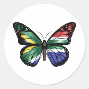 South Africa butterfly monarch flag Classic Round Sticker