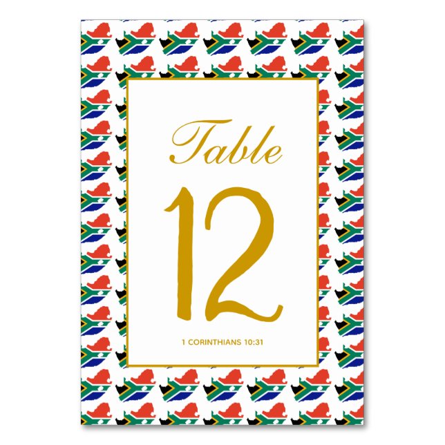 SOUTH AFRICA Celebration Banquet Christian Wedding Table Number (Back)