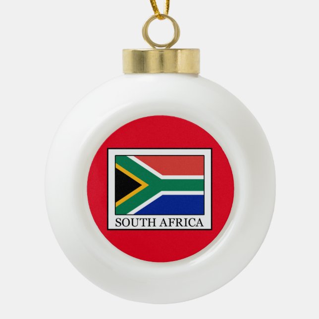 South Africa Ceramic Ball Christmas Ornament (Front)