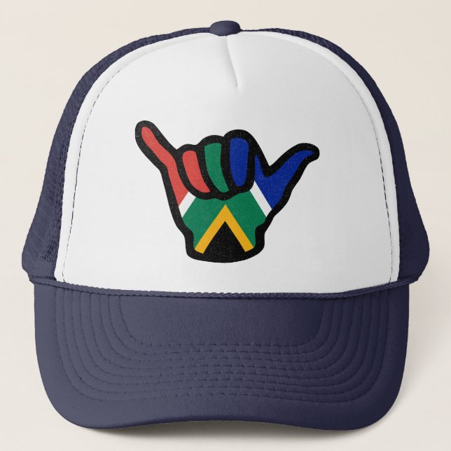South Africa Chill Out Hand South African Flag Tru Trucker Hat (Front)