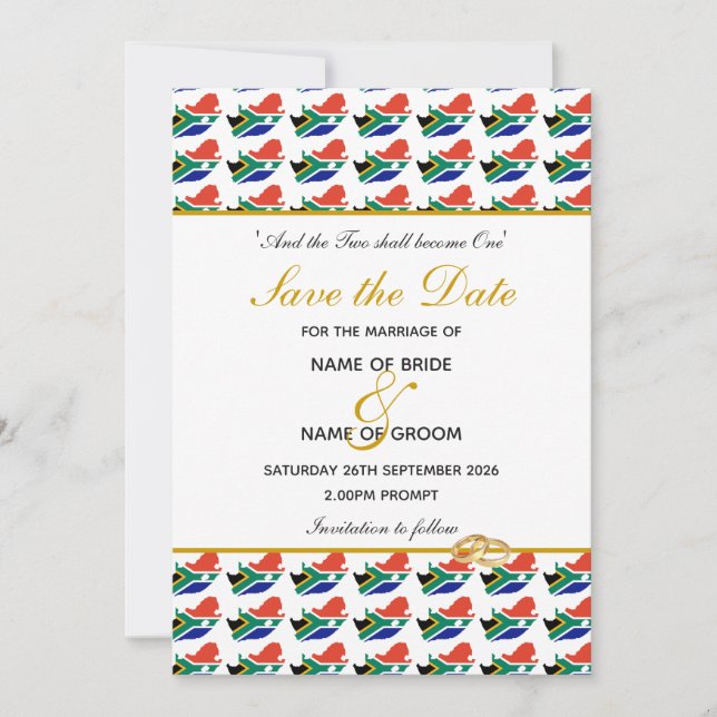 SOUTH AFRICA Christian Wedding Special Celebration Save The Date (Front)