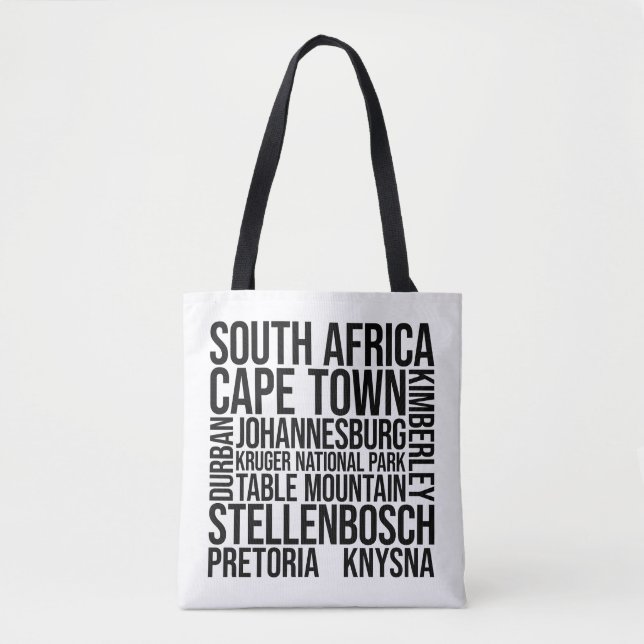 South Africa Cities Word Art - Cape Town Travel Tote Bag (Front)