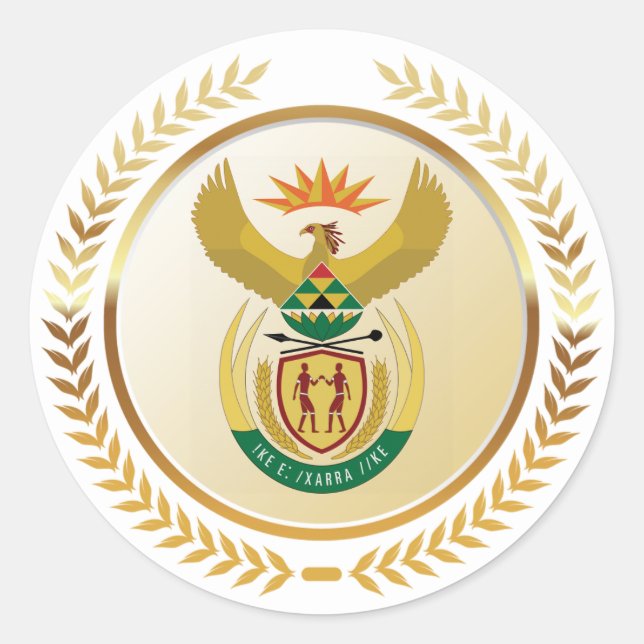 South Africa Coat of Arms Classic Round Sticker (Front)