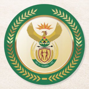 South Africa Coat of Arms Round Paper Coaster