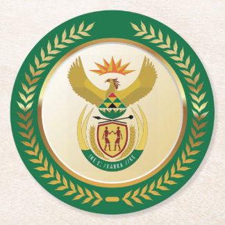 South Africa Coat of Arms Round Paper Coaster