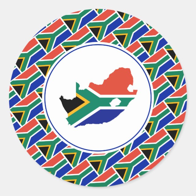 SOUTH AFRICA FLAG African Map Stylish Patriotic Classic Round Sticker (Front)