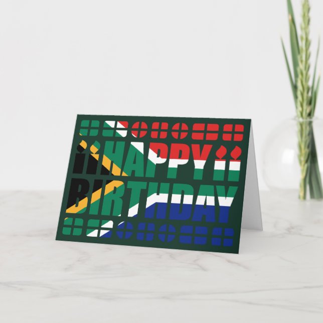 South Africa Flag Birthday Card (Front)