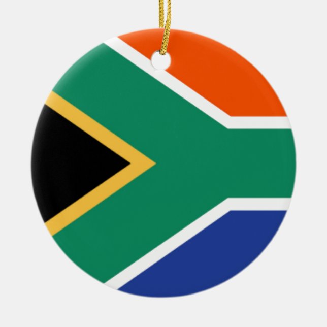 South Africa Flag Ceramic Tree Decoration (Front)