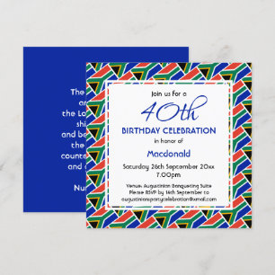 SOUTH AFRICA FLAG Custom Birthday Celebration Invitation