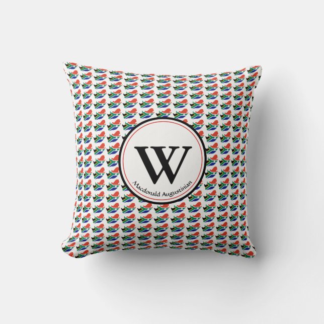 SOUTH AFRICA FLAG Custom Monogram Patriotic Cushion (Front)