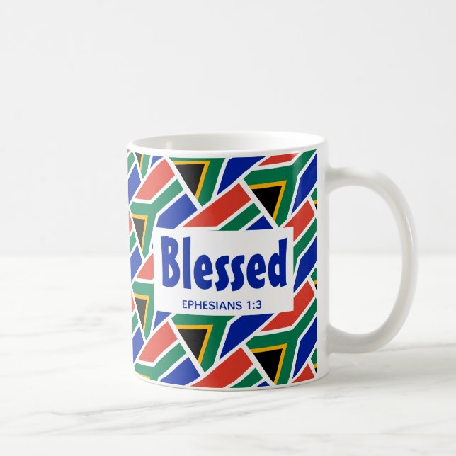 SOUTH AFRICA FLAG Custom Scripture BLESSED African Coffee Mug (Right)