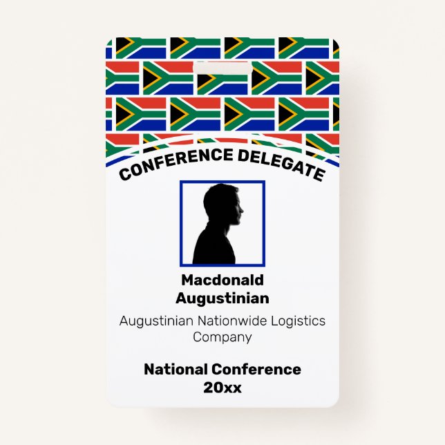 SOUTH AFRICA FLAG Customised Logo Photo ID Name ID Badge (Front)
