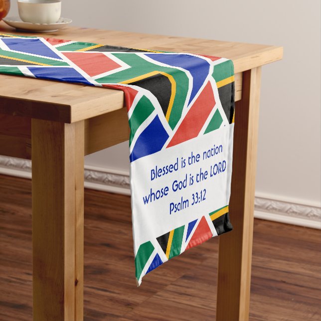 SOUTH AFRICA Flag Customised Scripture Short Table Runner (In Situ)