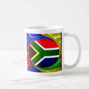 South Africa Flag: Dynamic Swirl Motif Coffee Mug