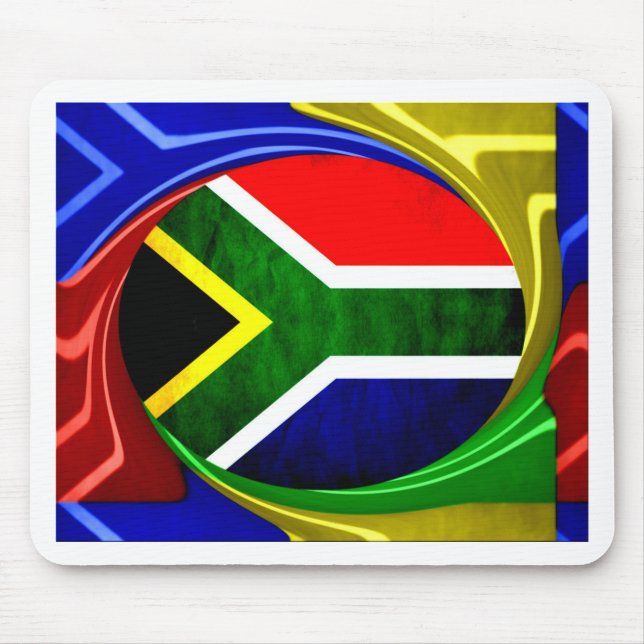 South Africa Flag: Dynamic Swirl Motif Mouse Mat (Front)