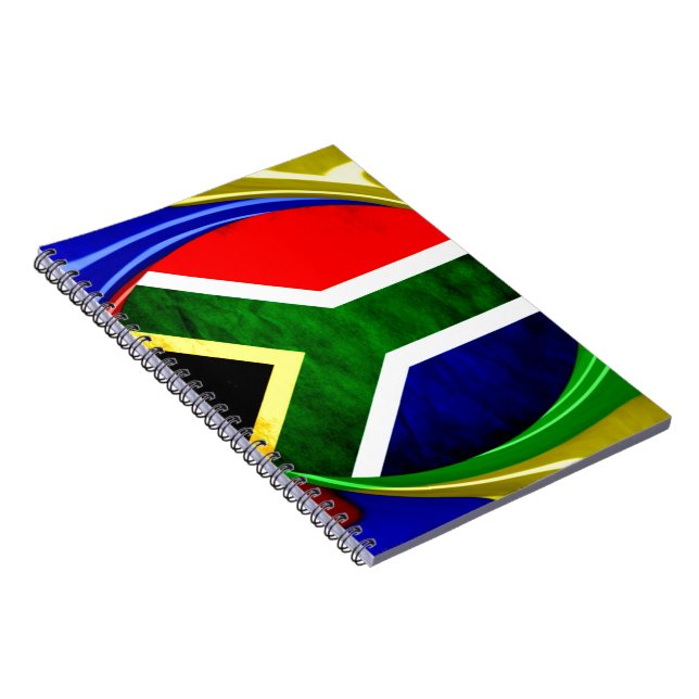 South Africa Flag: Dynamic Swirl Motif Notebook (Right Side)