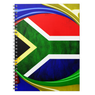 South Africa Flag: Dynamic Swirl Motif Notebook