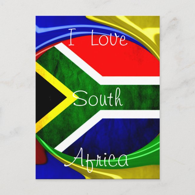 South Africa Flag: Dynamic Swirl Motif Postcard (Front)