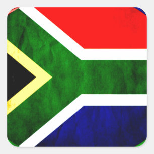 South Africa Flag: Dynamic Swirl Motif Square Sticker