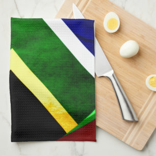 South Africa Flag: Dynamic Swirl Motif Tea Towel