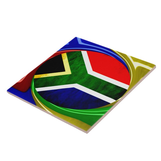 South Africa Flag: Dynamic Swirl Motif Tile (Side)
