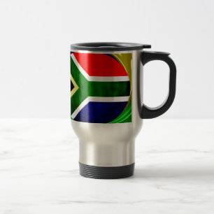 South Africa Flag: Dynamic Swirl Motif Travel Mug