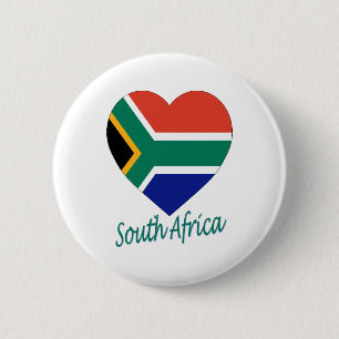 South Africa Flag Heart 6 Cm Round Badge