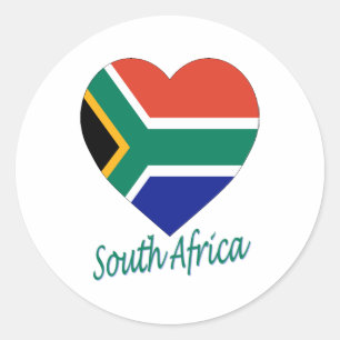 South Africa Flag Heart Classic Round Sticker