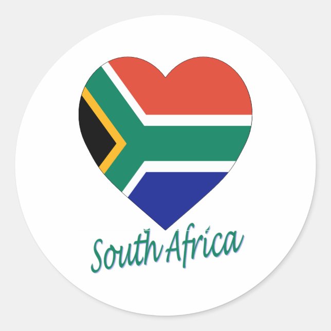 South Africa Flag Heart Classic Round Sticker (Front)