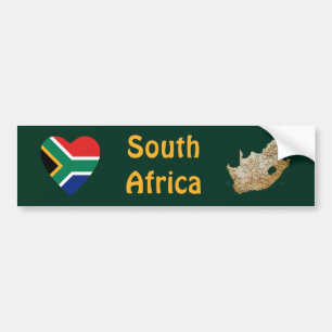 South Africa Flag Heart + Map Bumper Sticker
