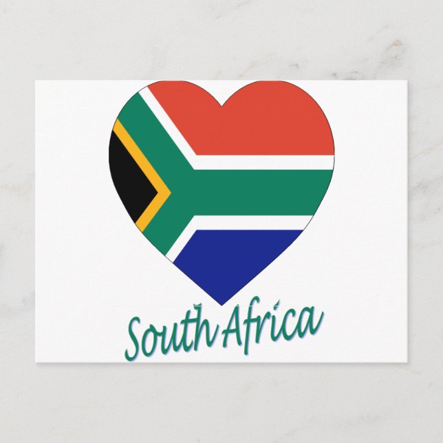 South Africa Flag Heart Postcard (Front)