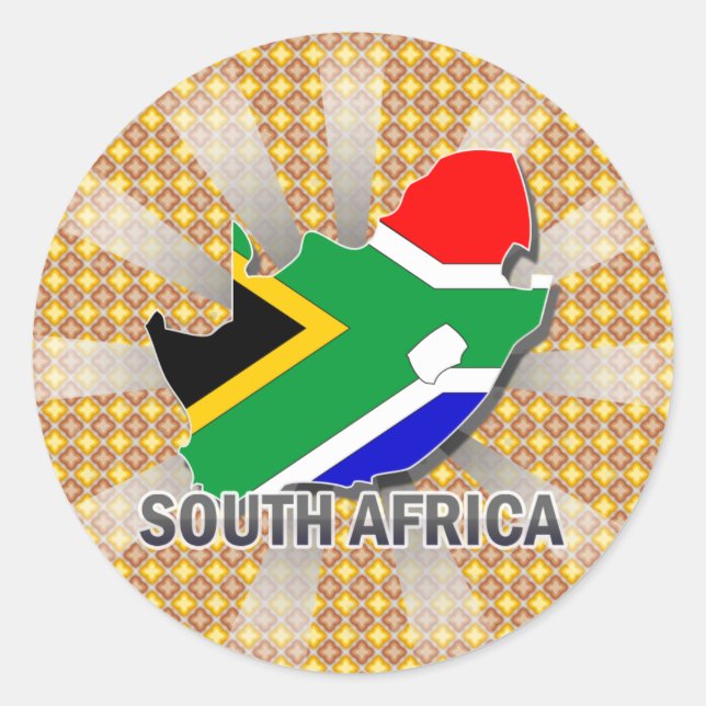 South Africa Flag Map 2.0 Classic Round Sticker (Front)