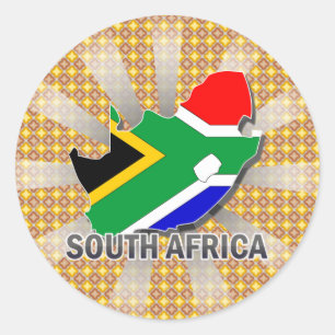 South Africa Flag Map 2.0 Classic Round Sticker