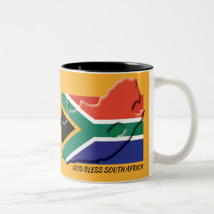 SOUTH AFRICA FLAG MAP Customised Scripture YELLOW Two-Tone Coffee Mug