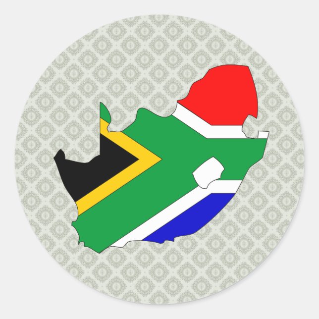 South Africa Flag Map full size Classic Round Sticker (Front)