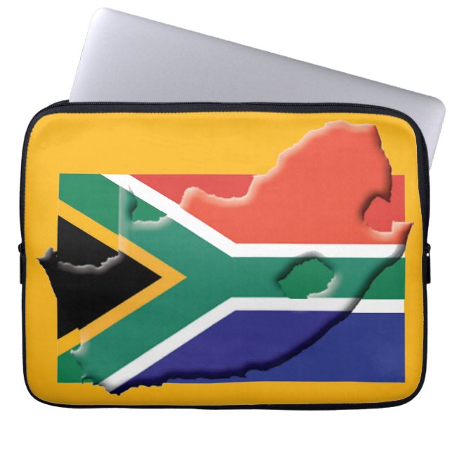 SOUTH AFRICA Flag Map Patriotic Computer YELLOW Laptop Sleeve (Front)