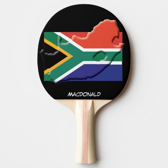 SOUTH AFRICA FLAG & MAP Personalised BLACK Ping Pong Paddle (Front)