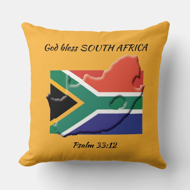 SOUTH AFRICA FLAG Patriotic Custom YELLOW Cushion (Front)