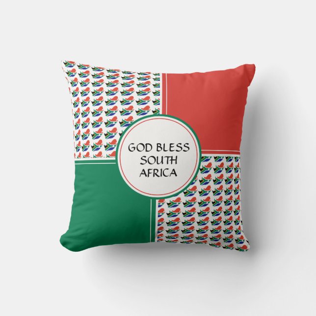 SOUTH AFRICA FLAG Patriotic God Bless Cushion (Front)
